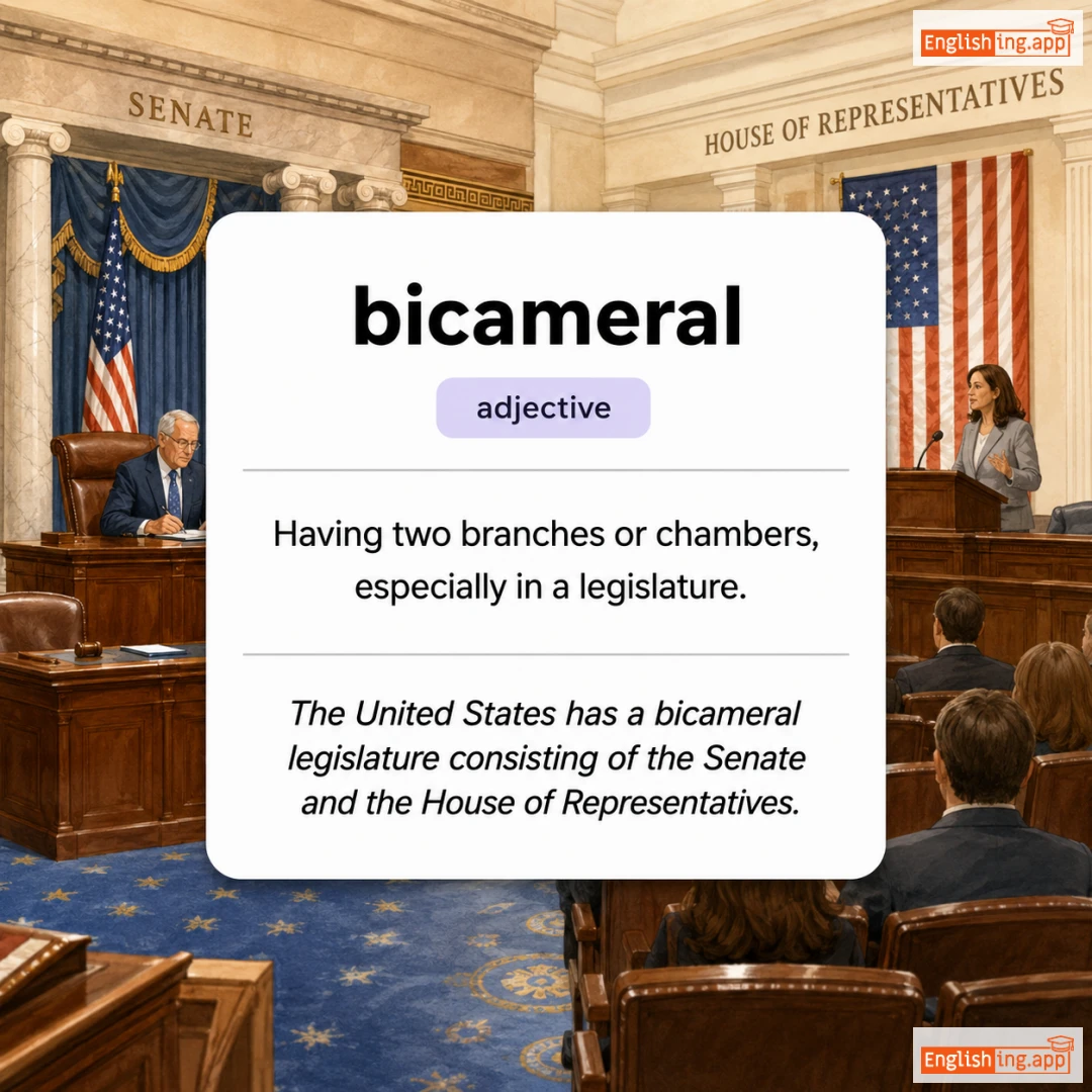 bicameral definition card — visual illustration of the meaning