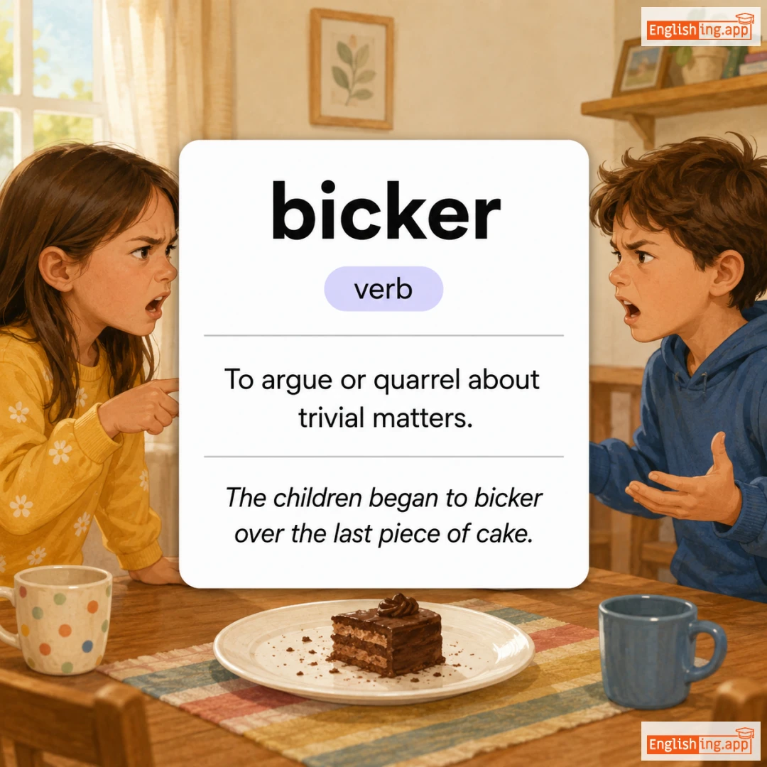 bicker definition card — visual illustration of the meaning