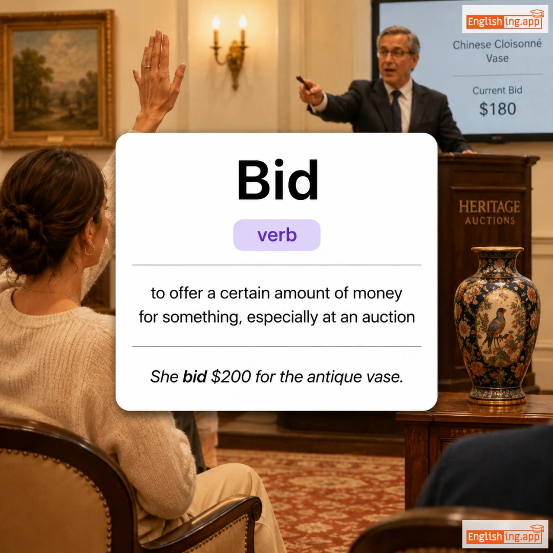 Bid definition card — visual illustration of the meaning