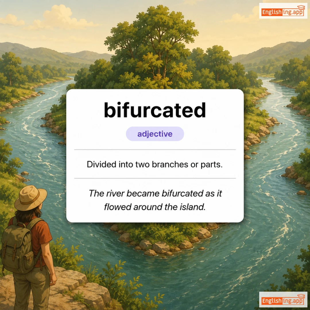 bifurcated definition card — visual illustration of the meaning