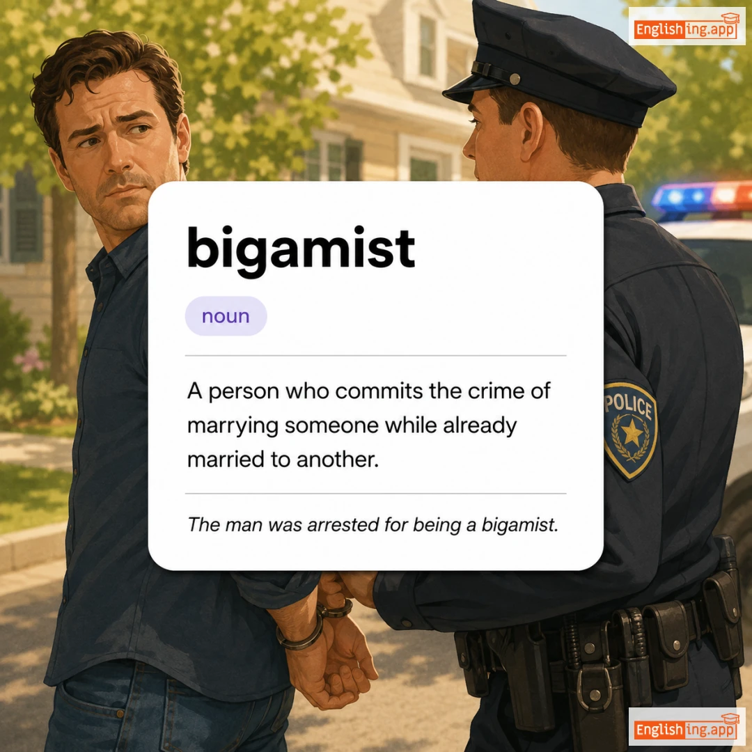 bigamist definition card — visual illustration of the meaning