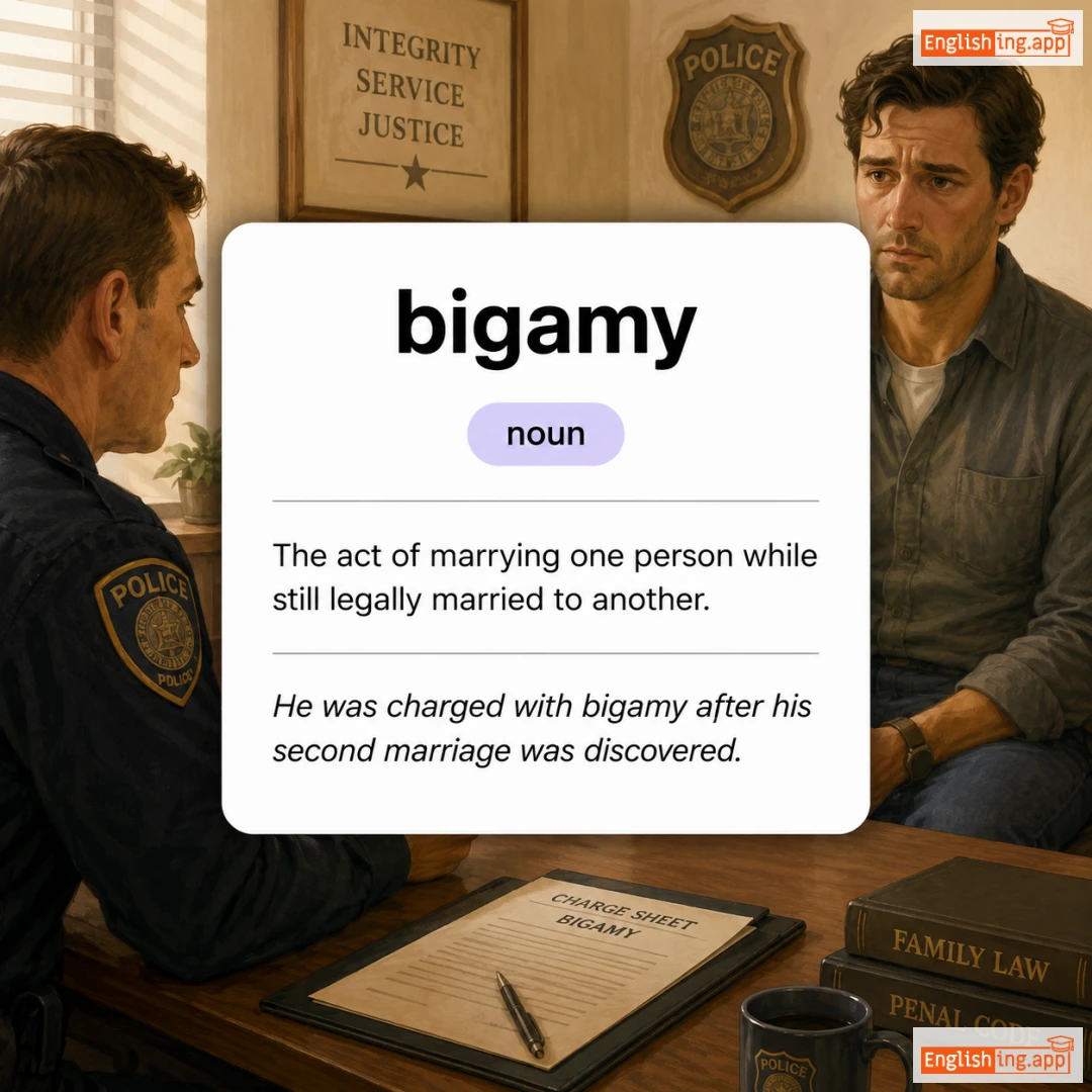 bigamy definition card — visual illustration of the meaning