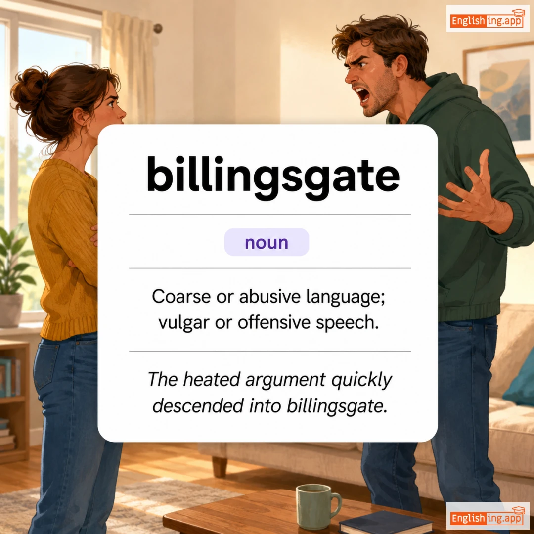 billingsgate definition card — visual illustration of the meaning