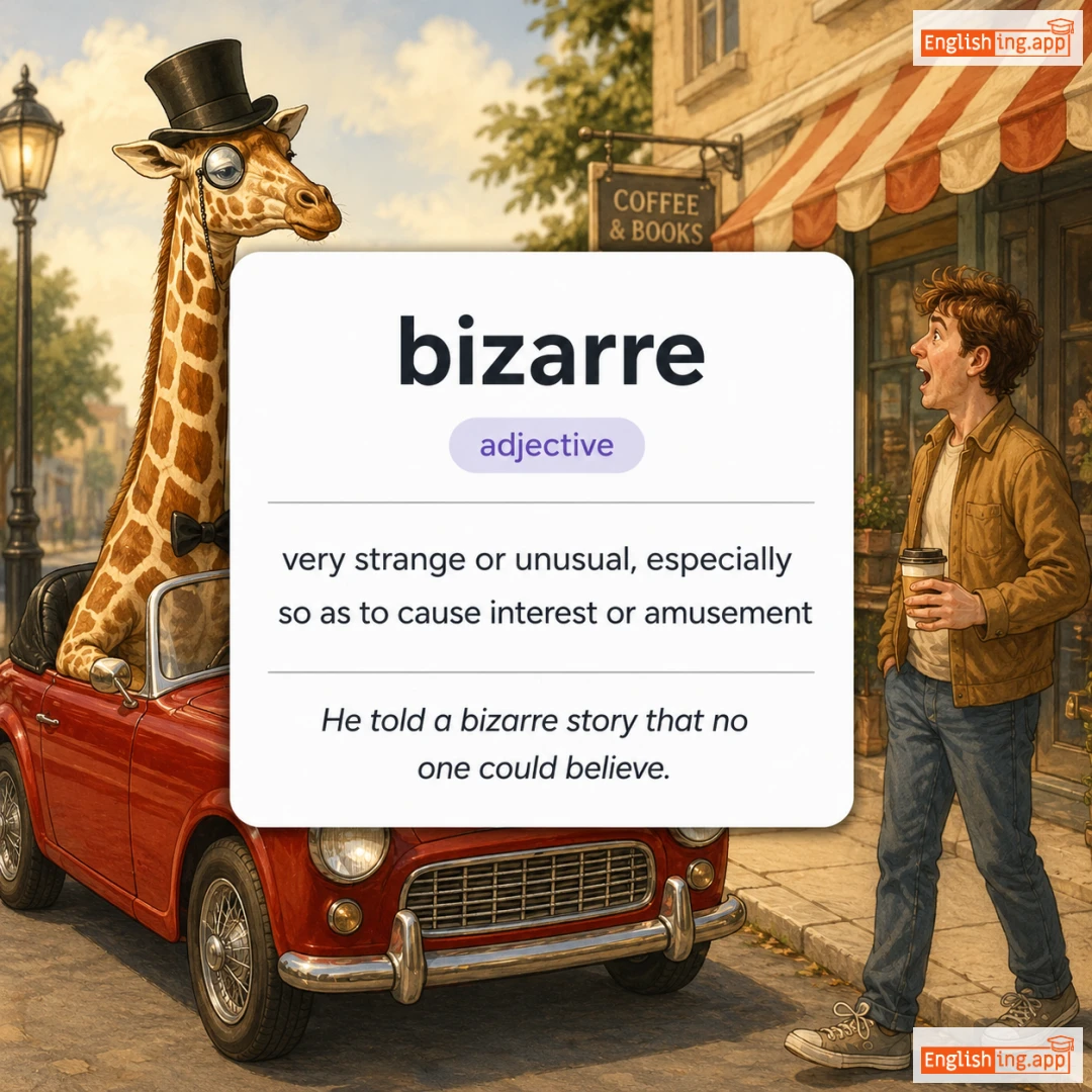 bizarre definition card — visual illustration of the meaning