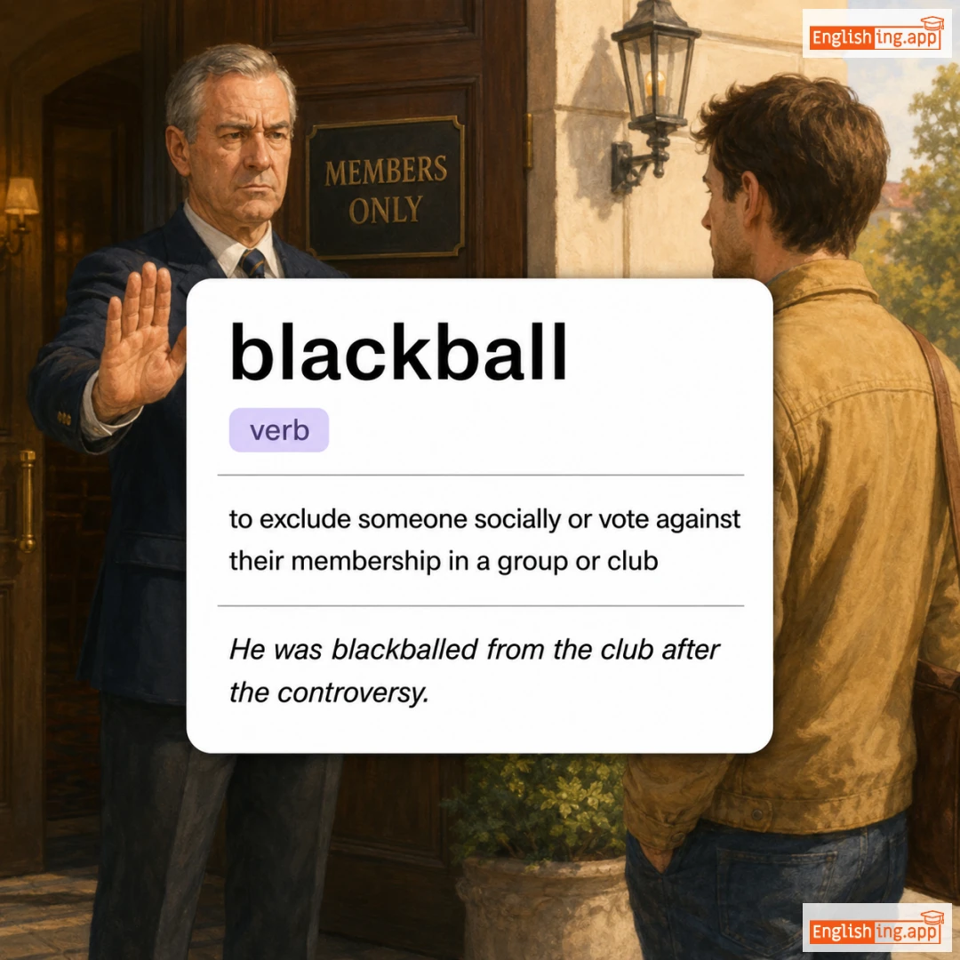 blackball definition card — visual illustration of the meaning