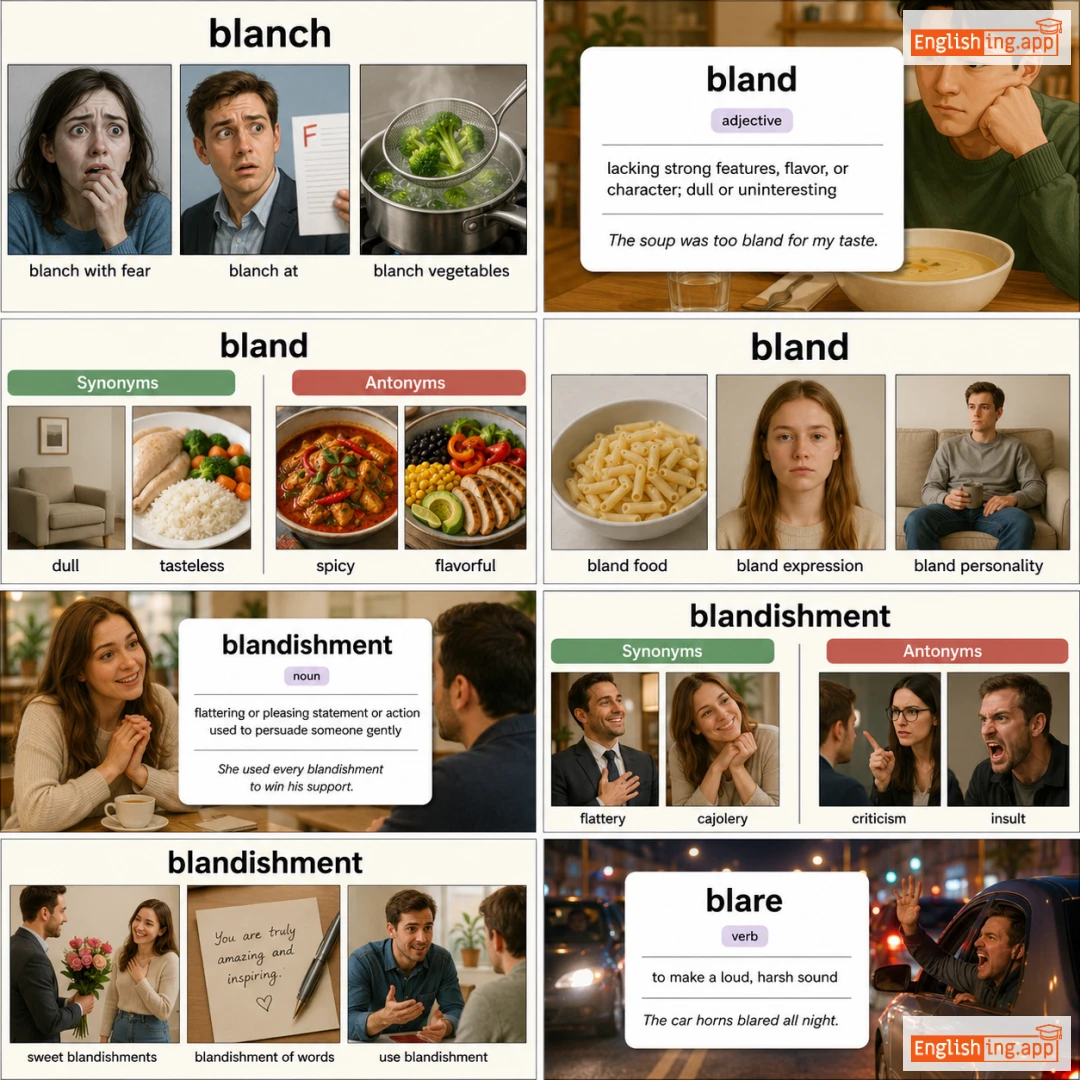 bland definition card — visual illustration of the meaning
