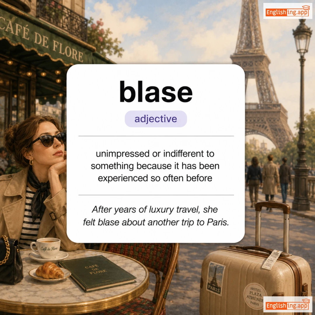 blase definition card — visual illustration of the meaning