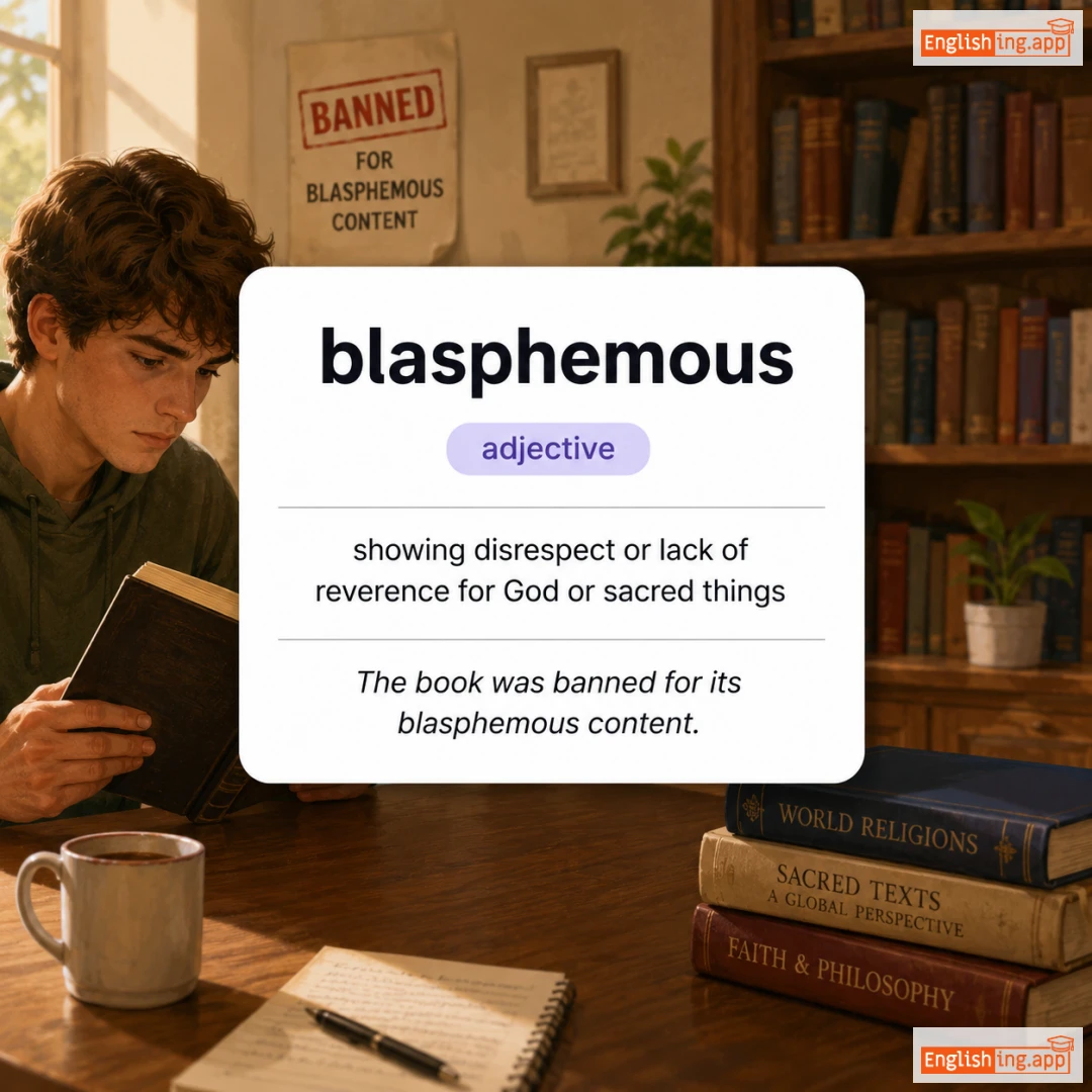 blasphemous definition card — visual illustration of the meaning