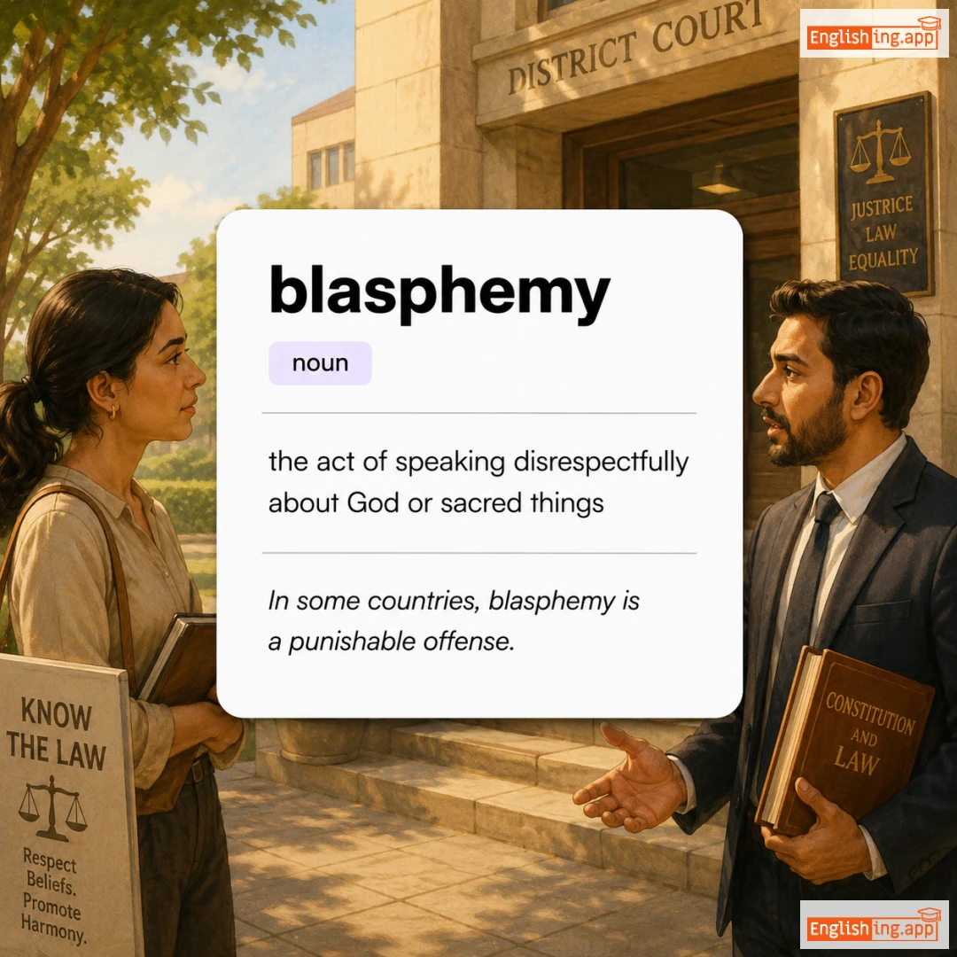 blasphemy definition card — visual illustration of the meaning