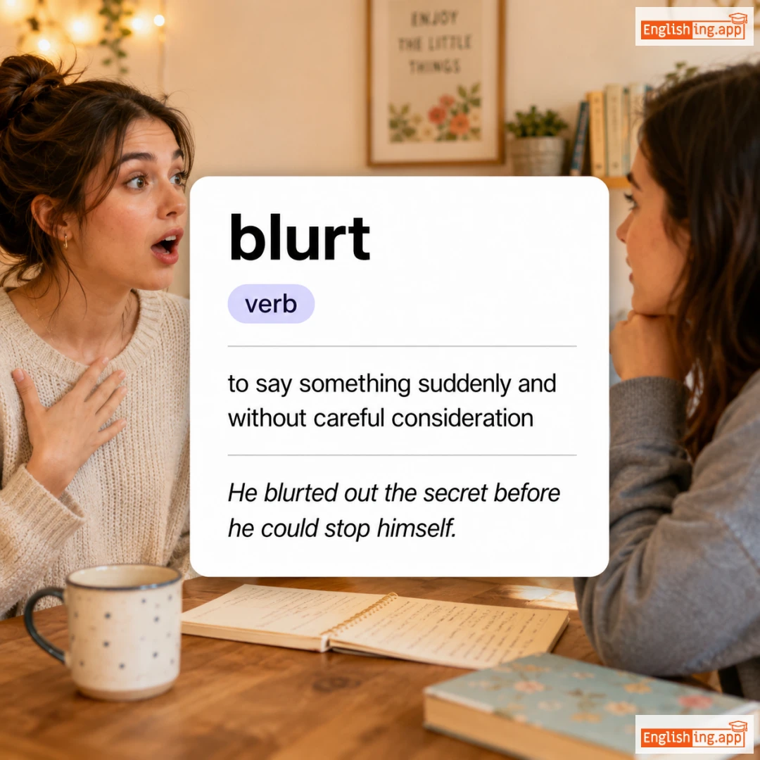 blurt definition card — visual illustration of the meaning