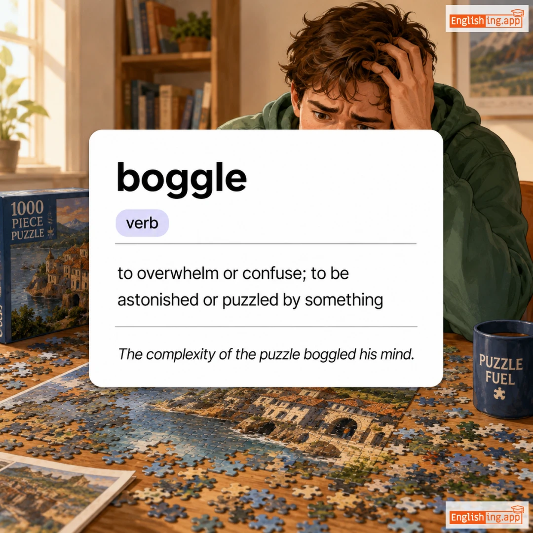 boggle definition card — visual illustration of the meaning