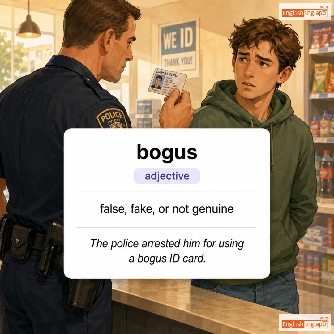 bogus definition card — visual illustration of the meaning
