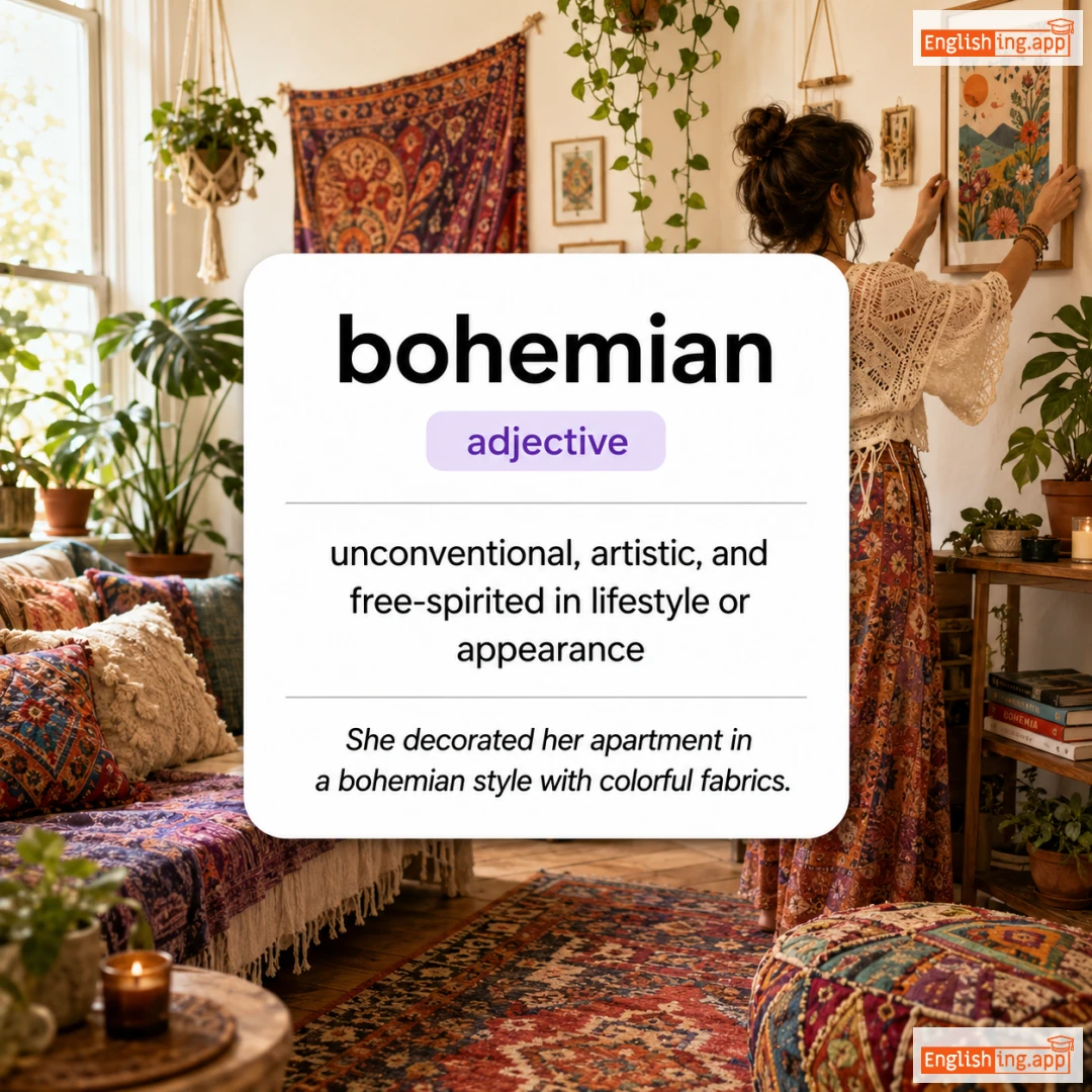 bohemian definition card — visual illustration of the meaning