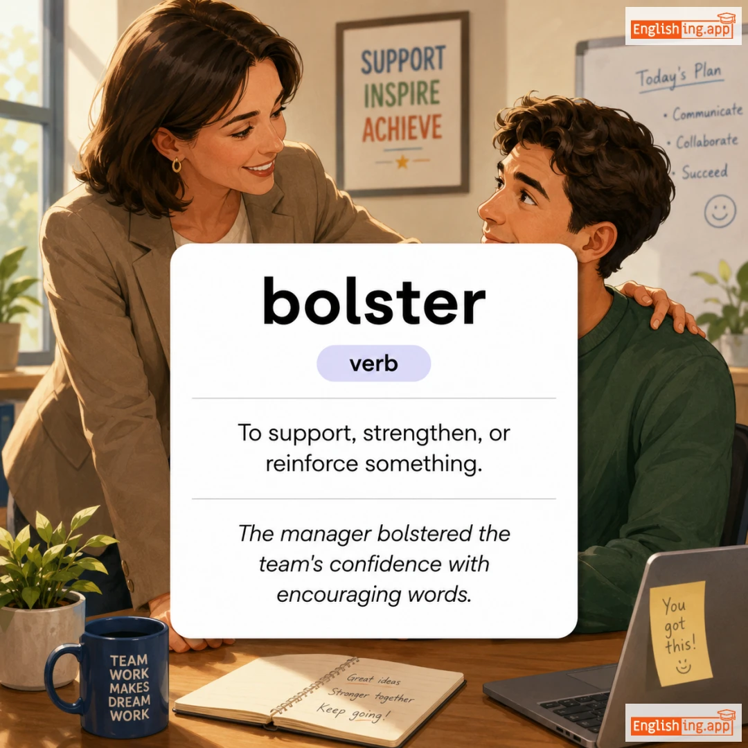 bolster definition card — visual illustration of the meaning