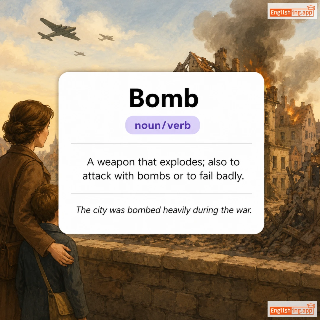 Bomb definition card — visual illustration of the meaning