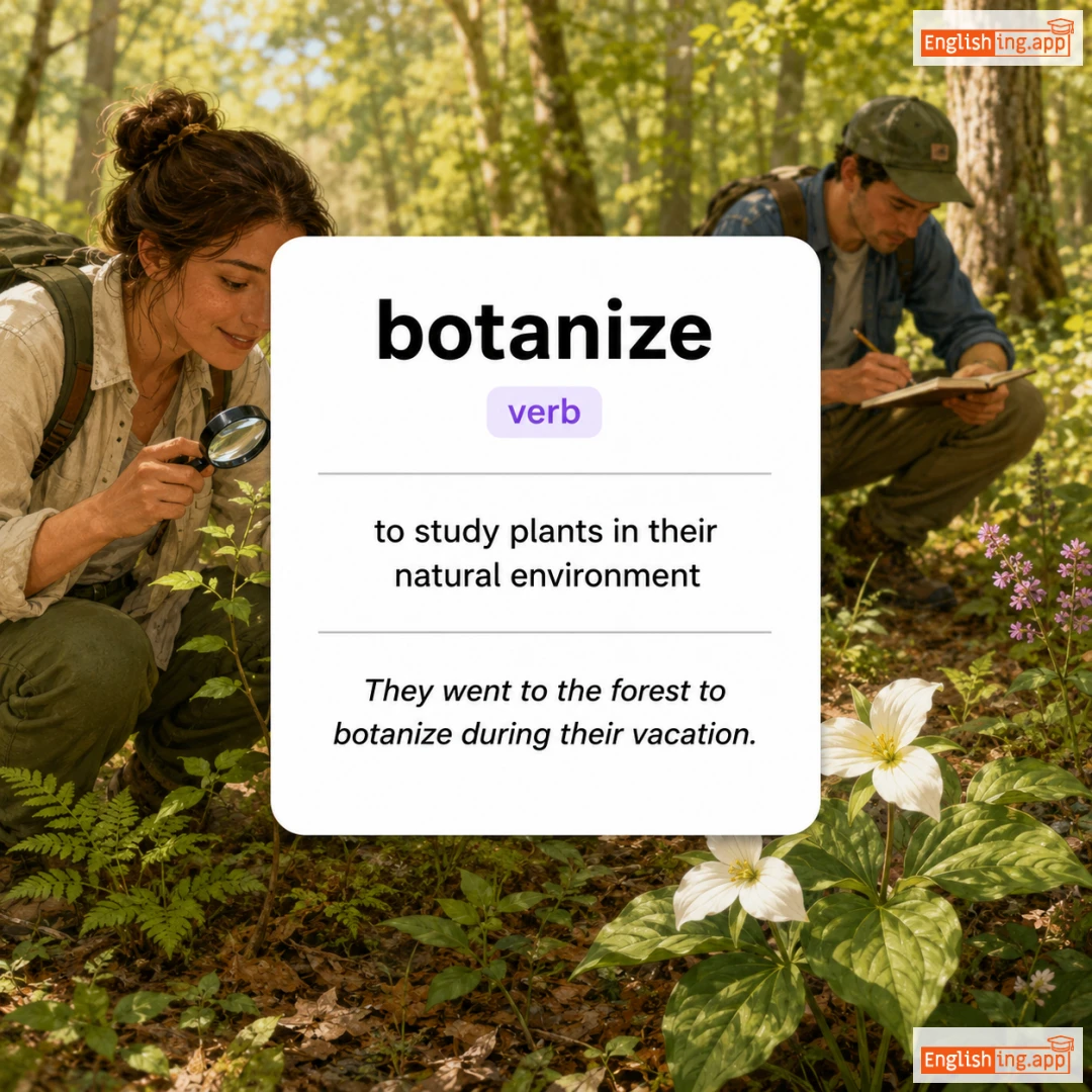 botanize definition card — visual illustration of the meaning