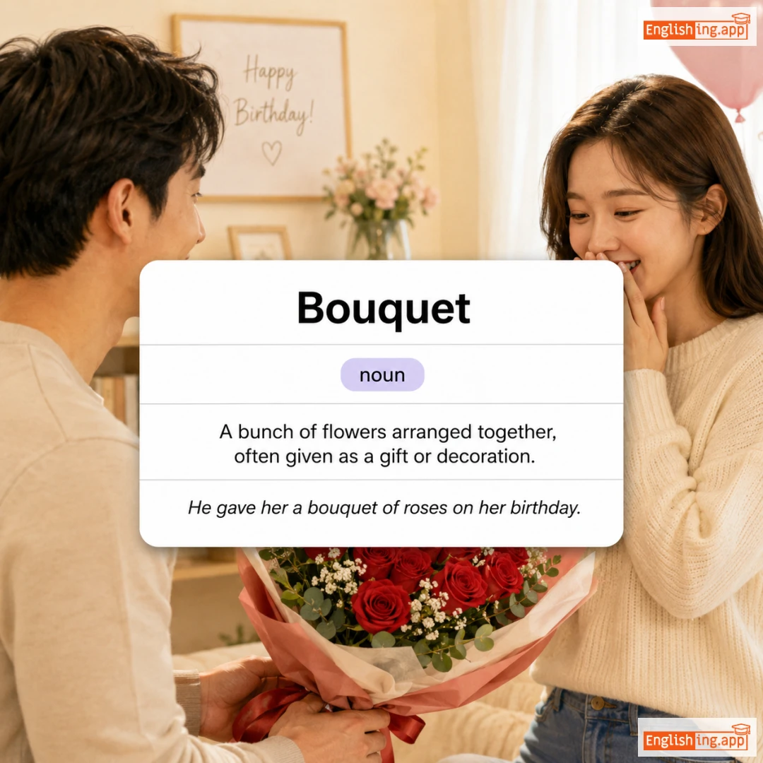 Bouquet definition card — visual illustration of the meaning