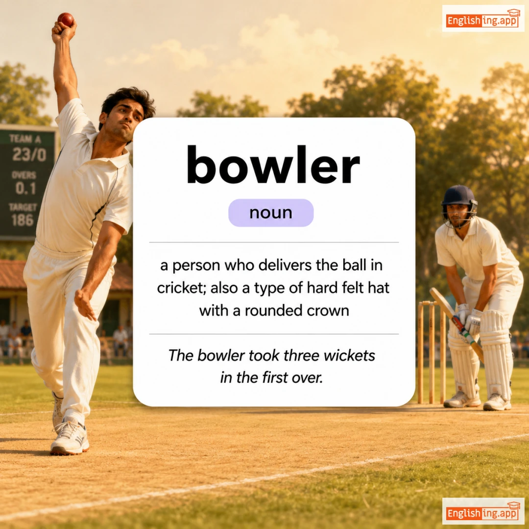 bowler definition card — visual illustration of the meaning
