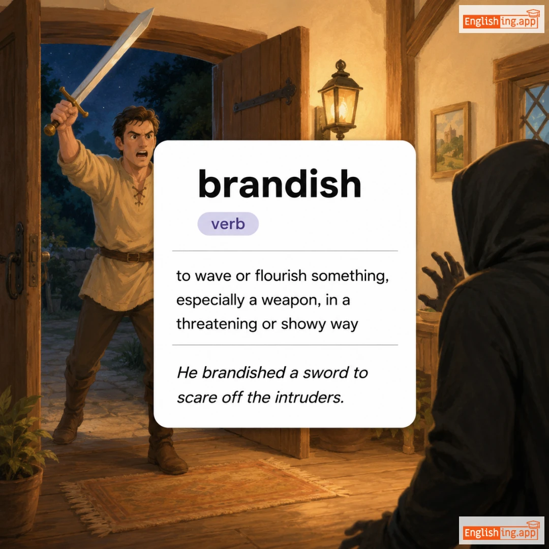 brandish definition card — visual illustration of the meaning