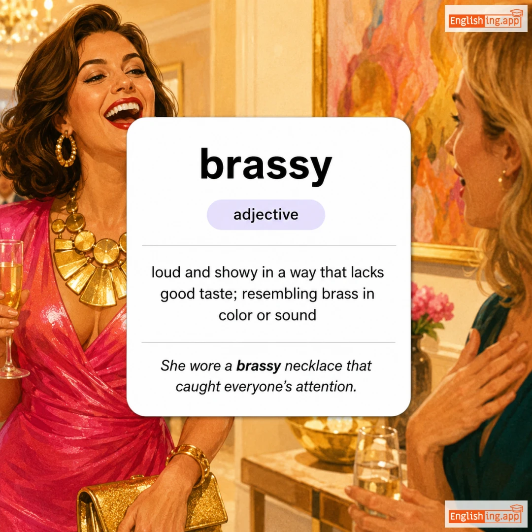 brassy definition card — visual illustration of the meaning