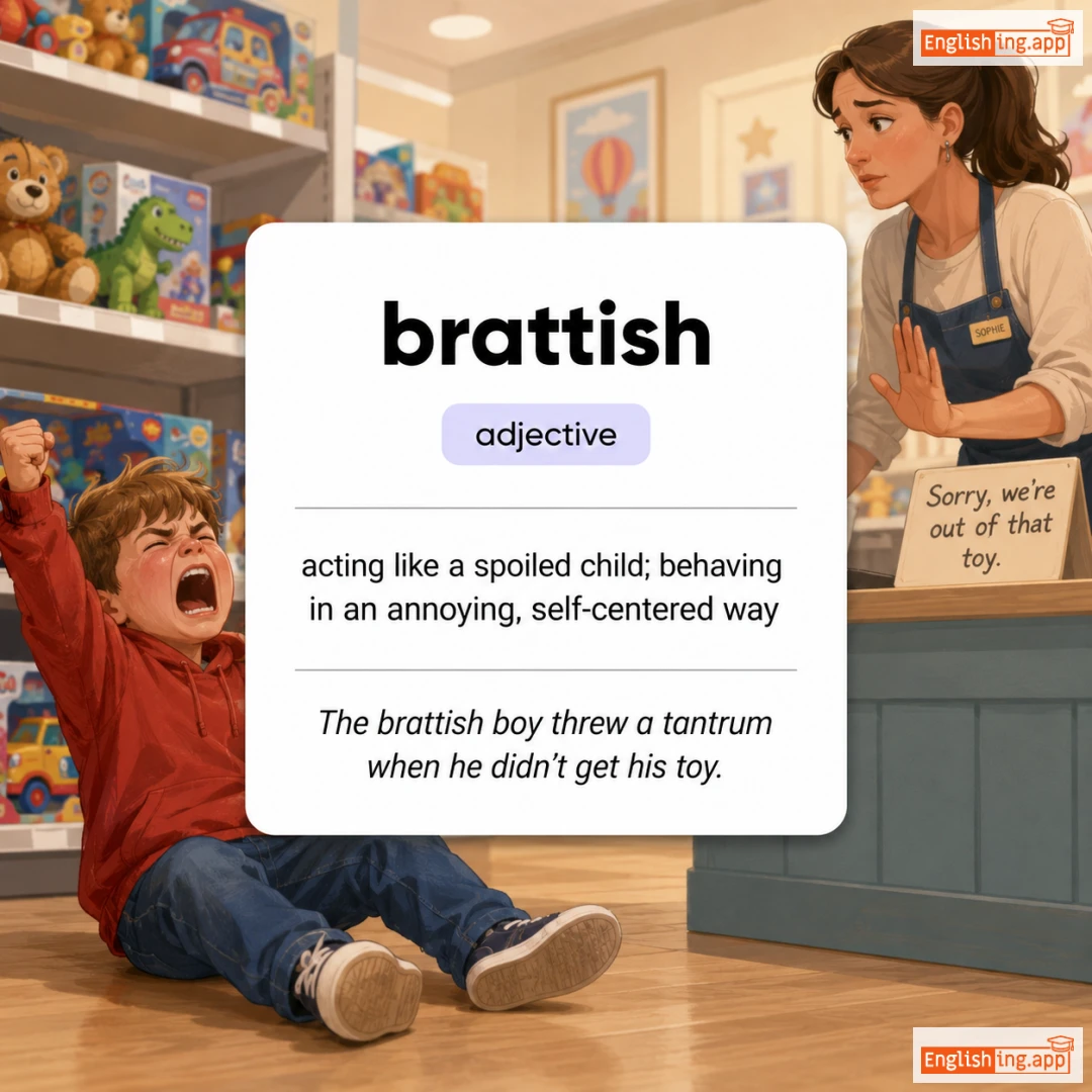 brattish definition card — visual illustration of the meaning