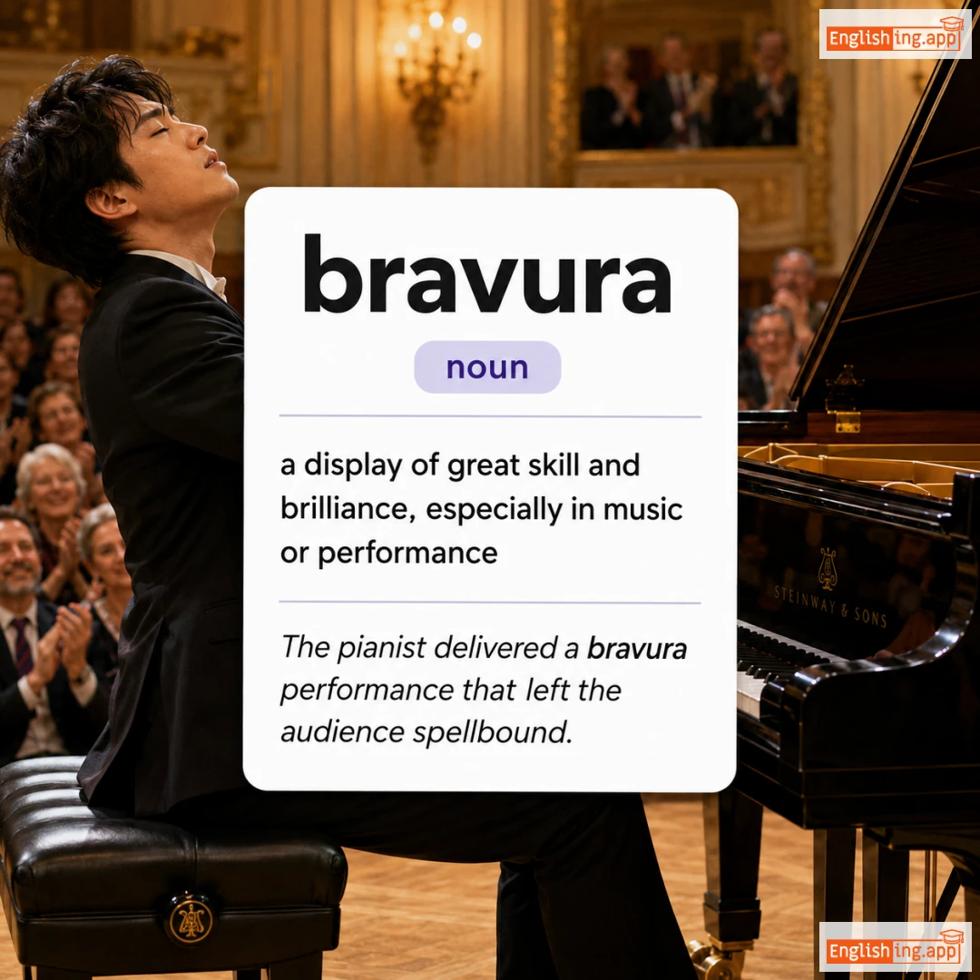 bravura definition card — visual illustration of the meaning