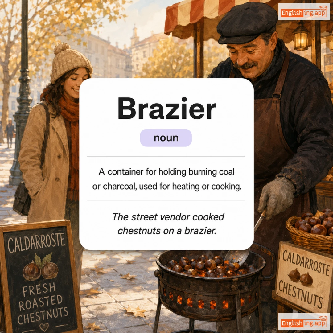Brazier definition card — visual illustration of the meaning