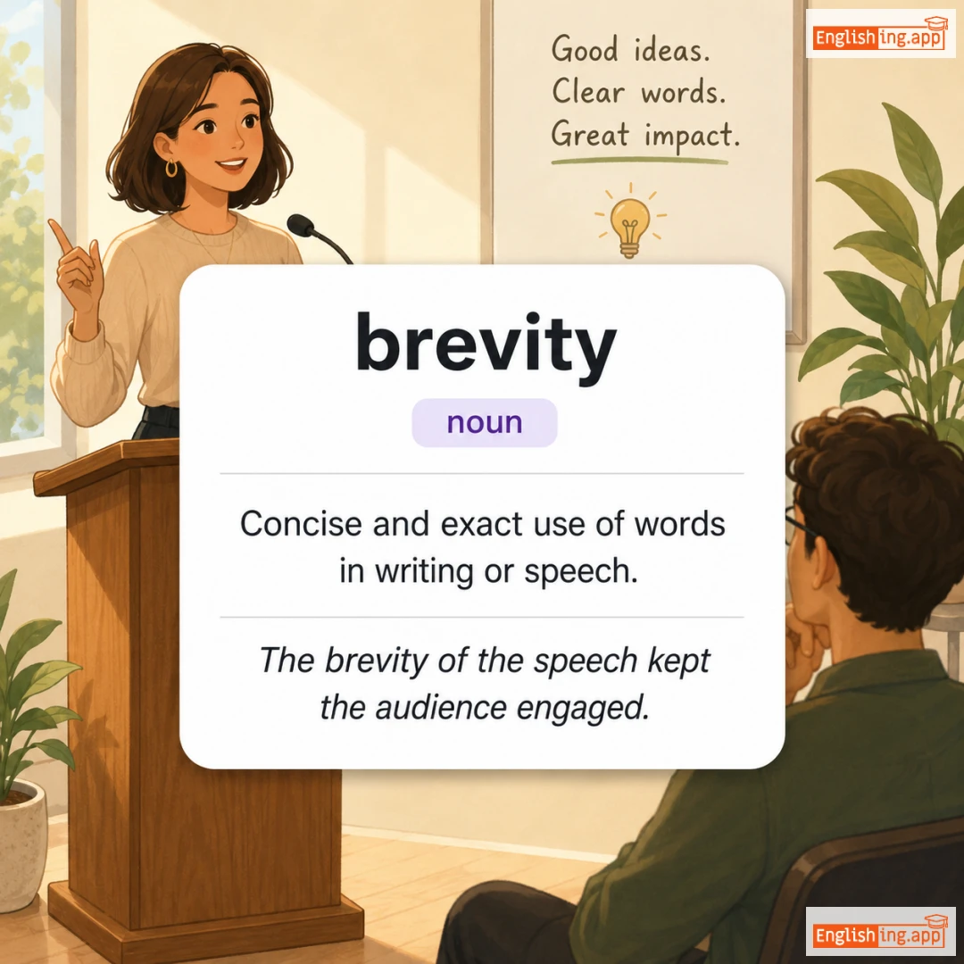 brevity definition card — visual illustration of the meaning