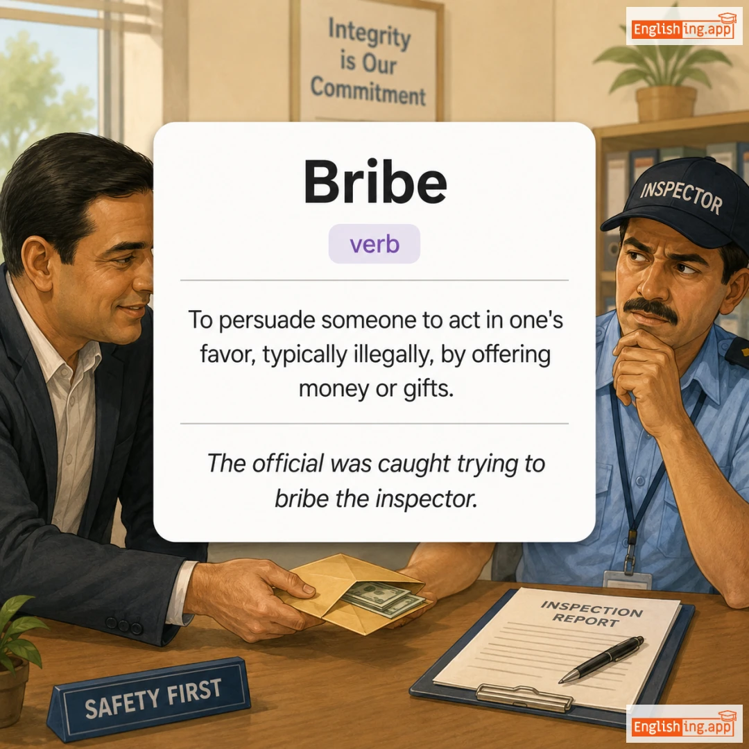 Bribe definition card — visual illustration of the meaning