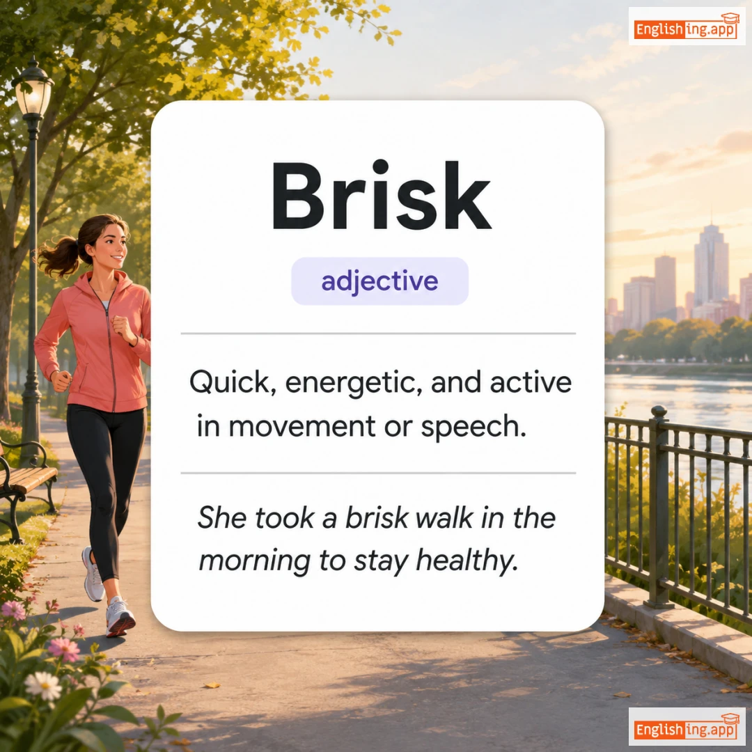 Brisk definition card — visual illustration of the meaning