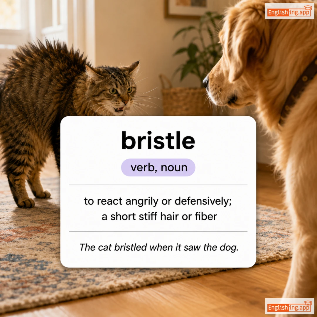 bristle definition card — visual illustration of the meaning