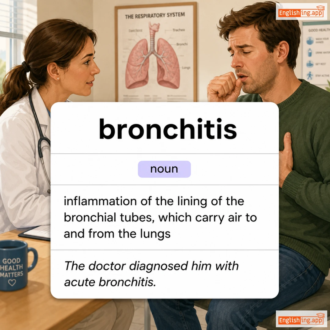 bronchitis definition card — visual illustration of the meaning