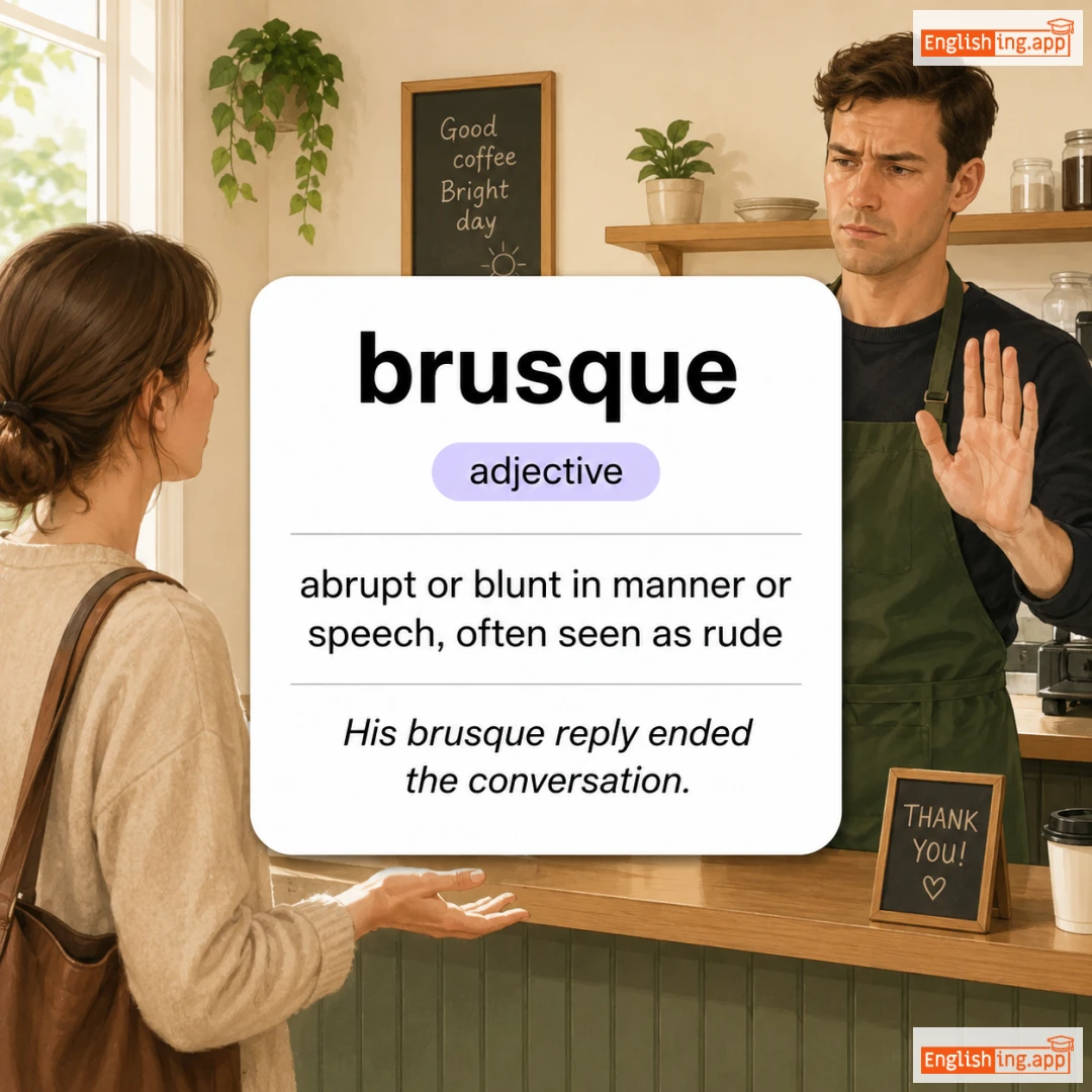 brusque definition card — visual illustration of the meaning