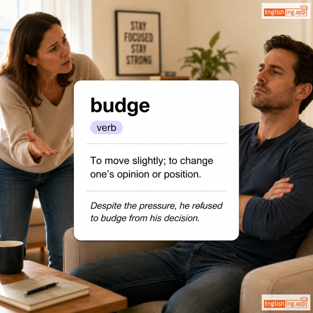 budge definition card — visual illustration of the meaning