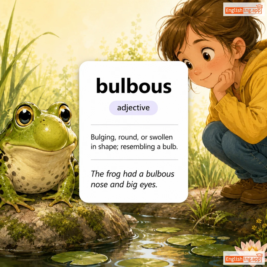 bulbous definition card — visual illustration of the meaning