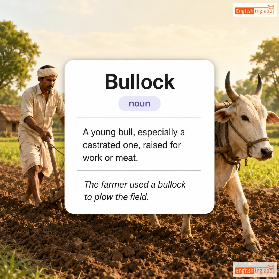 Bullock definition card — visual illustration of the meaning