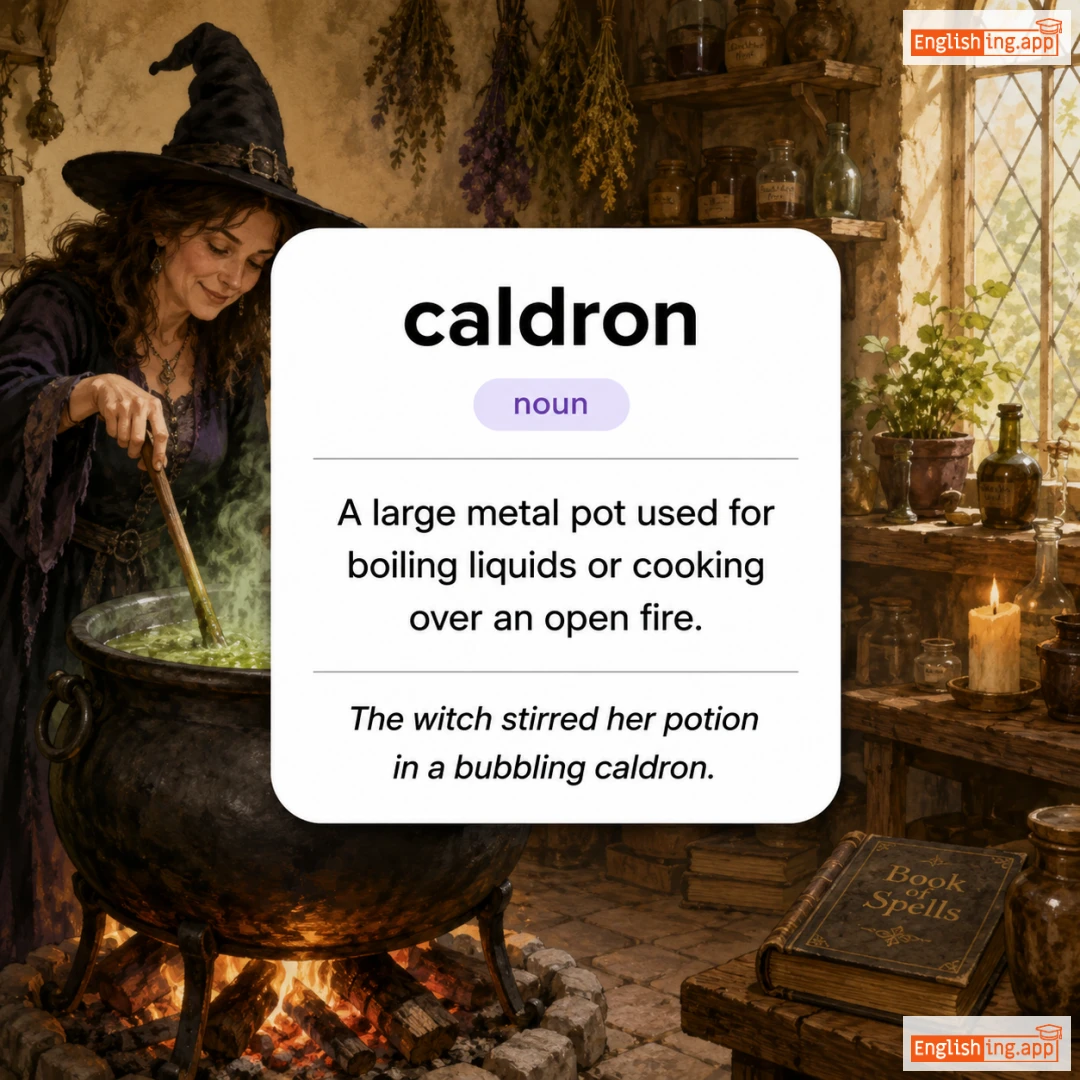 caldron definition card — visual illustration of the meaning