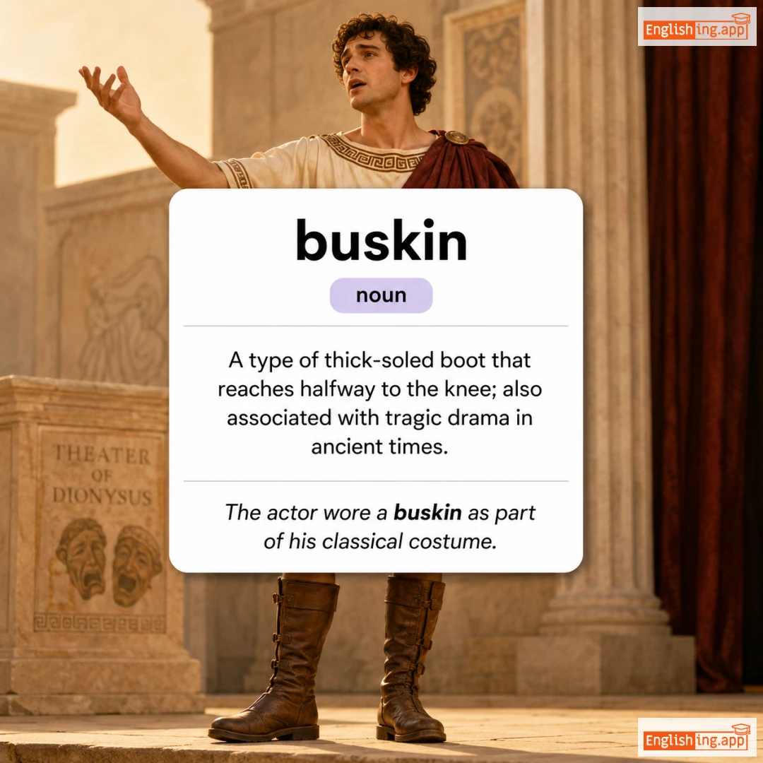 buskin definition card — visual illustration of the meaning