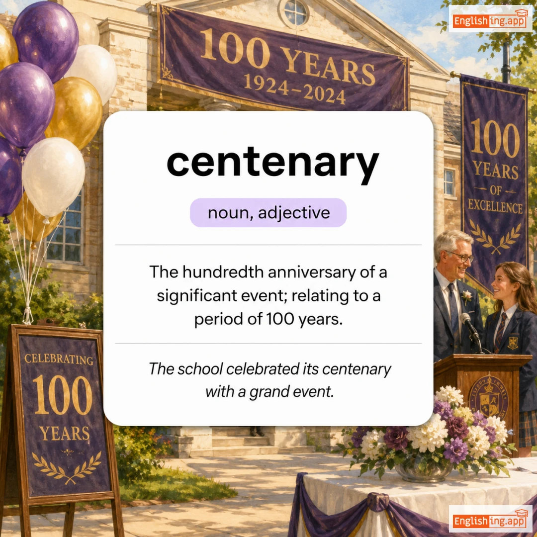 centenary definition card — visual illustration of the meaning