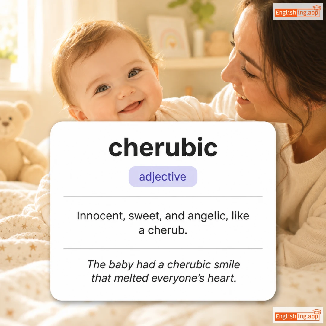 cherubic definition card — visual illustration of the meaning