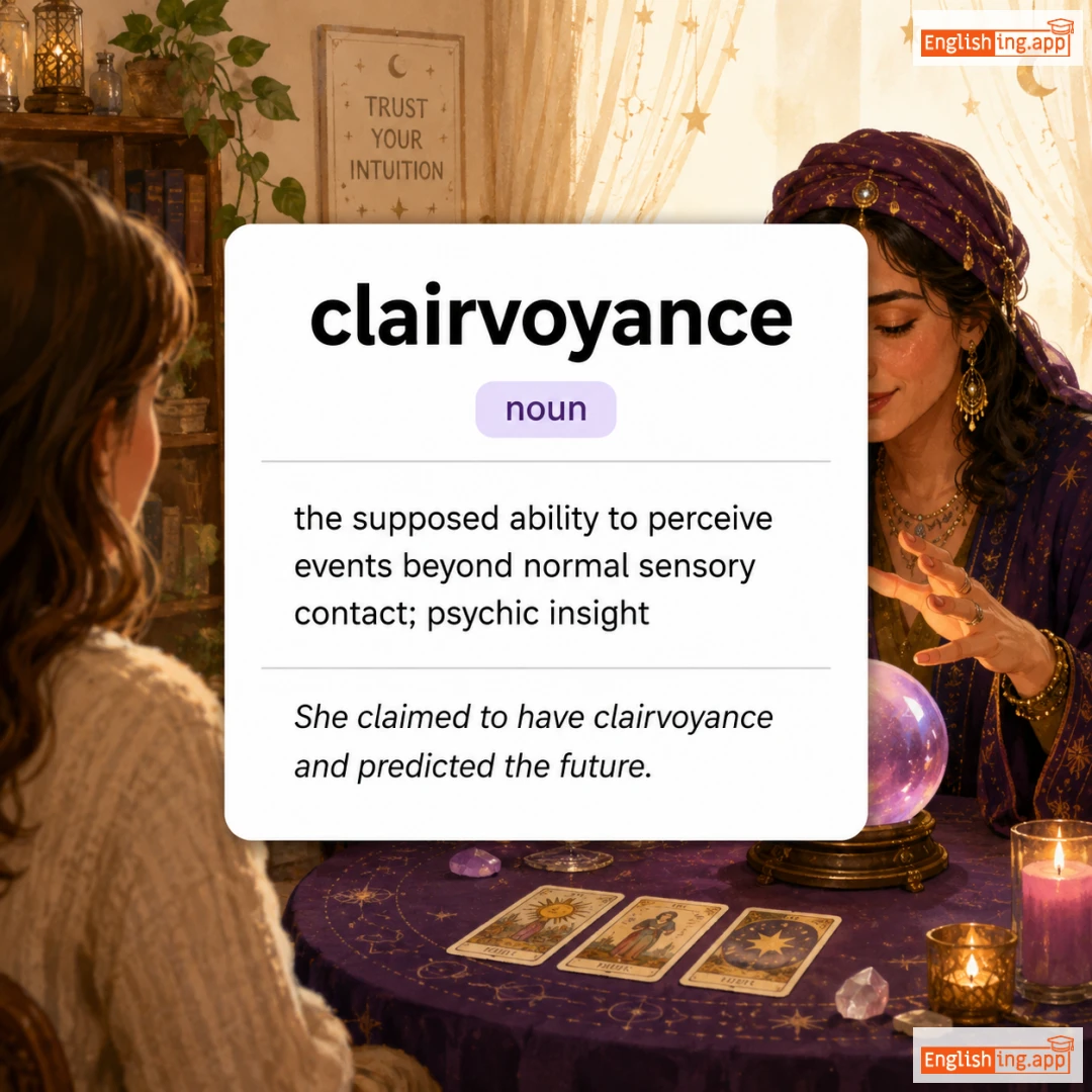 clairvoyance definition card — visual illustration of the meaning