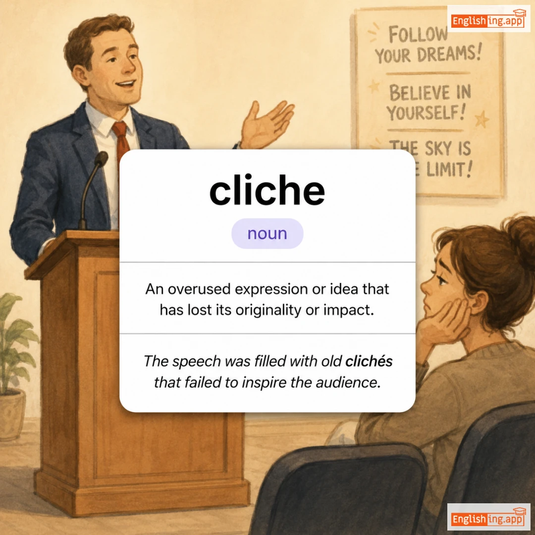 cliche definition card — visual illustration of the meaning