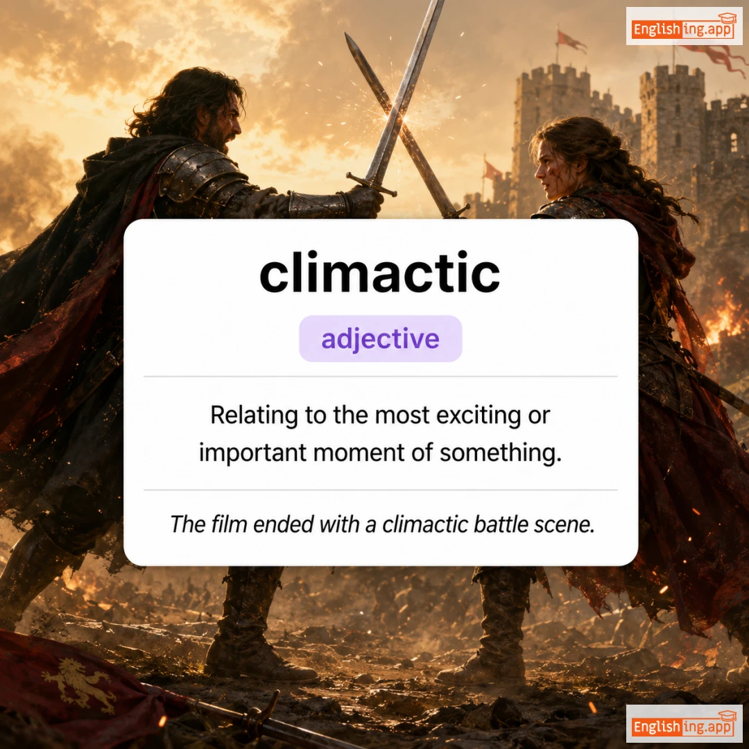 climactic definition card — visual illustration of the meaning