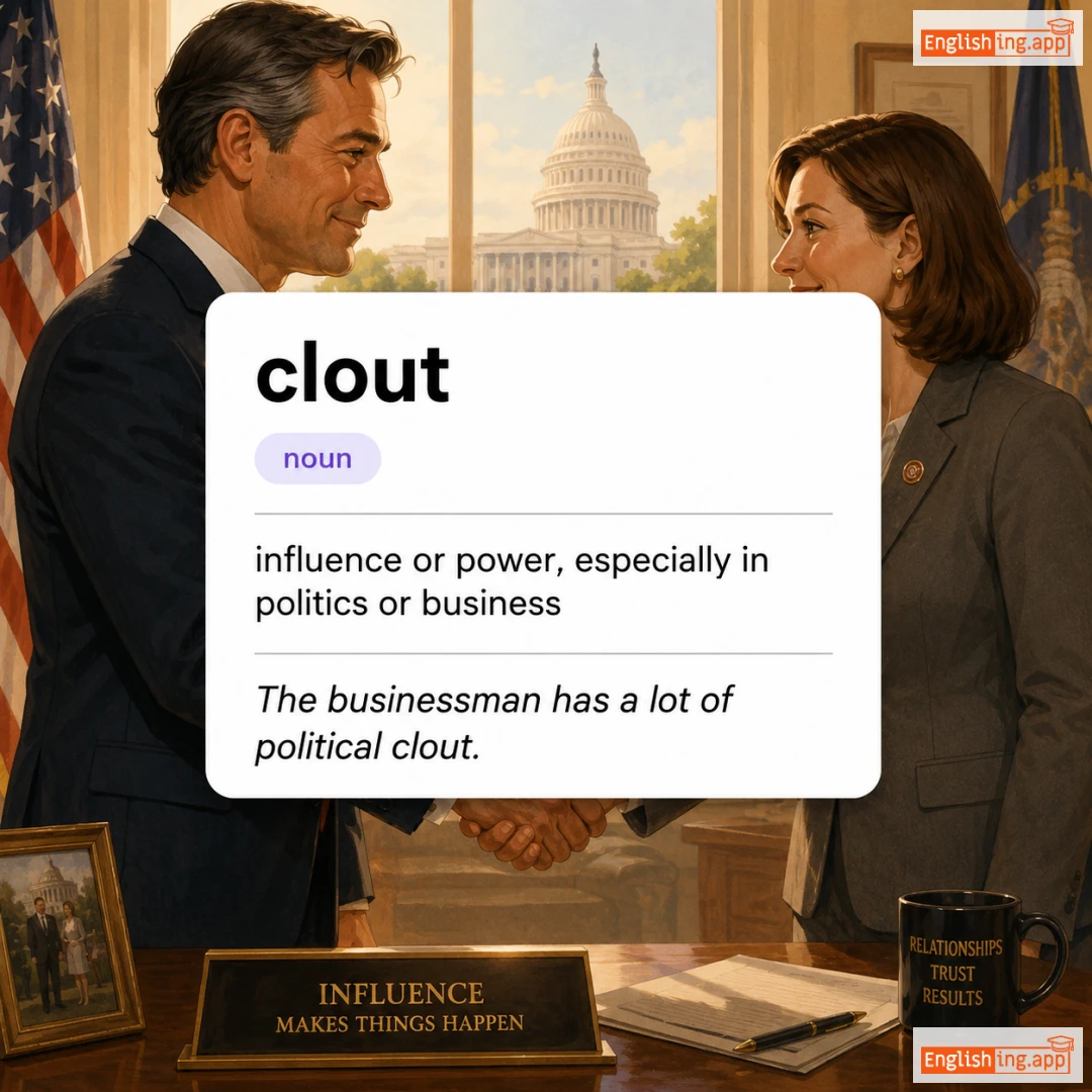clout definition card — visual illustration of the meaning