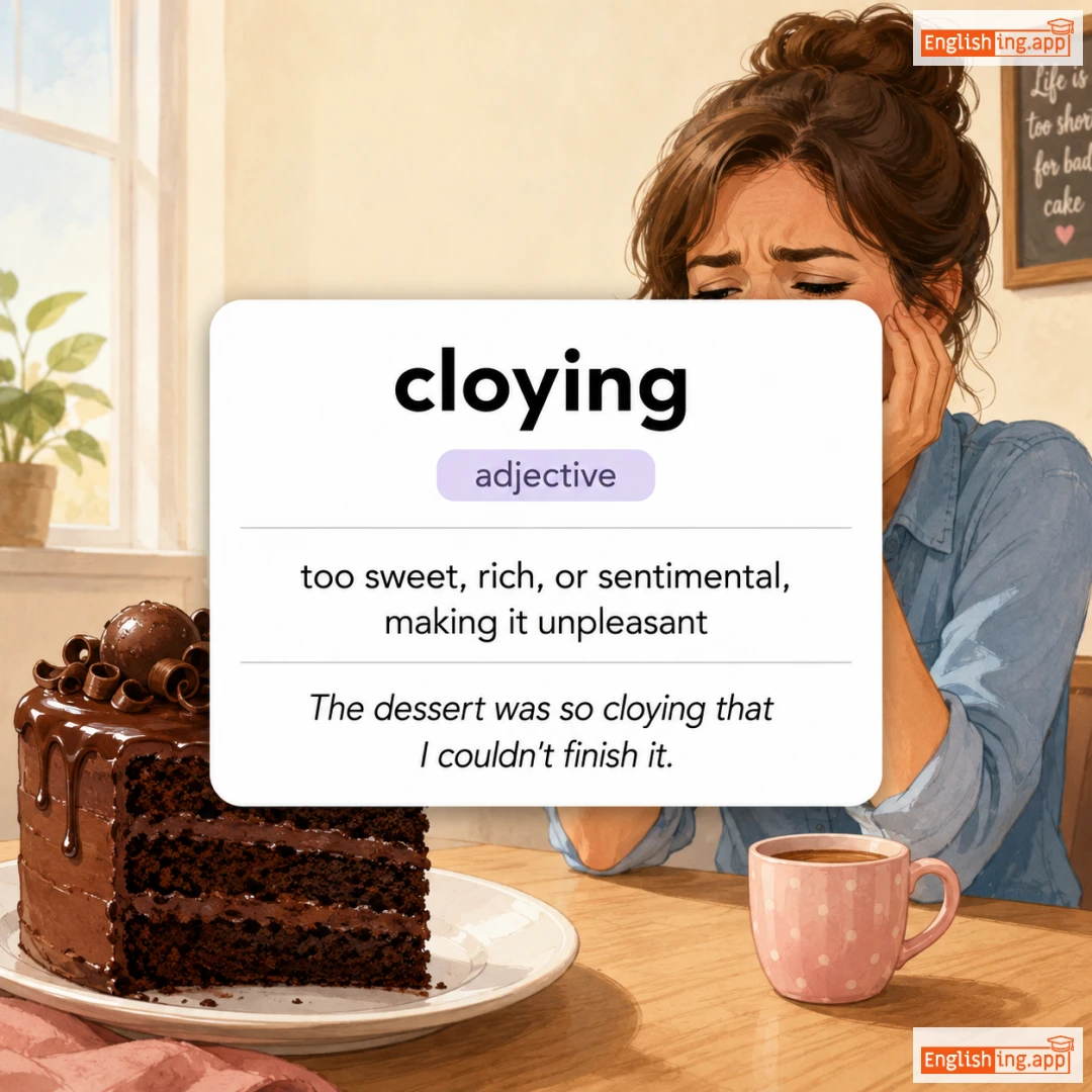 cloying definition card — visual illustration of the meaning