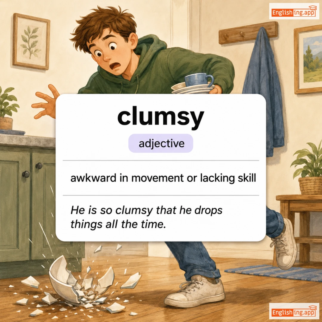 clumsy definition card — visual illustration of the meaning