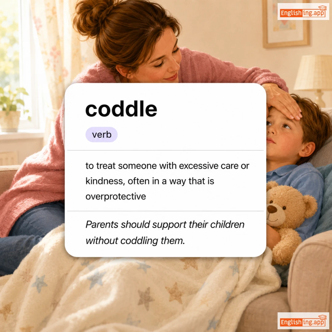 coddle definition card — visual illustration of the meaning