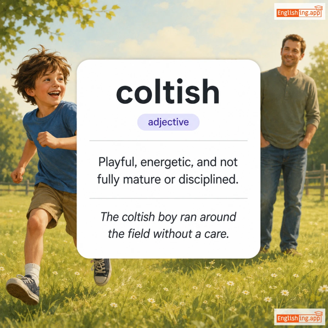 coltish definition card — visual illustration of the meaning