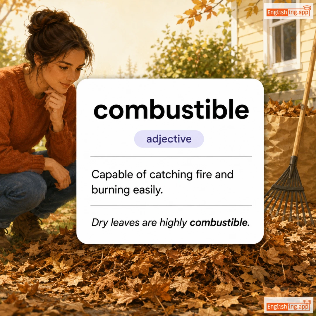 combustible definition card — visual illustration of the meaning