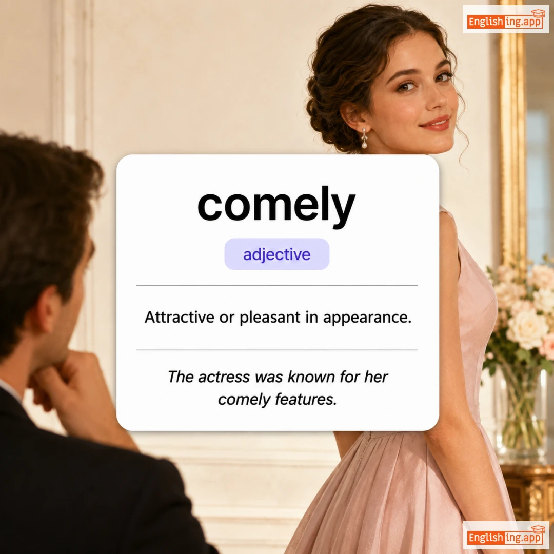 comely definition card — visual illustration of the meaning